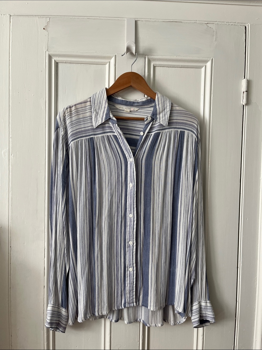 Vanilla Star Blue & White Striped Button-Down Shirt